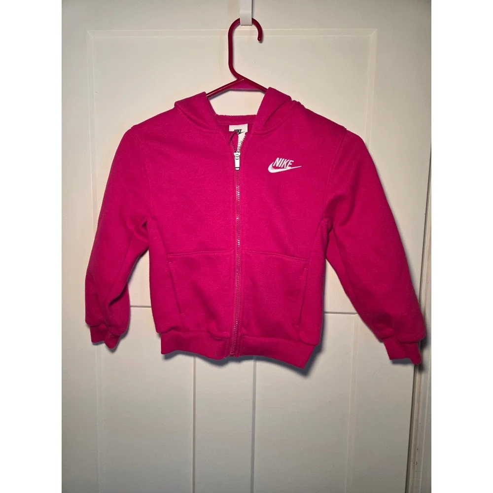 Nike Girls Pink Full Zip Hoodie Fleece Sweatshirt‎ Size 6X 6-7 Years Futura Logo
